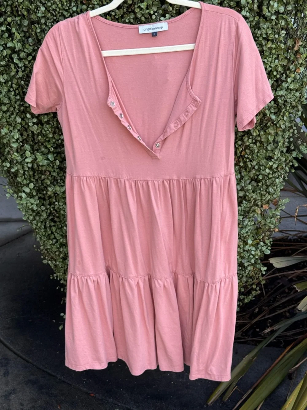 Angel Maternity Dusty Rose Tiered Nursing Dress